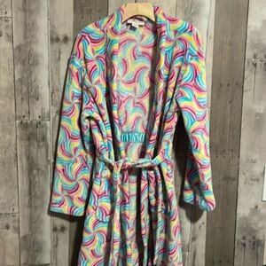 Candy Pink girls rainbow plush robe 10/12